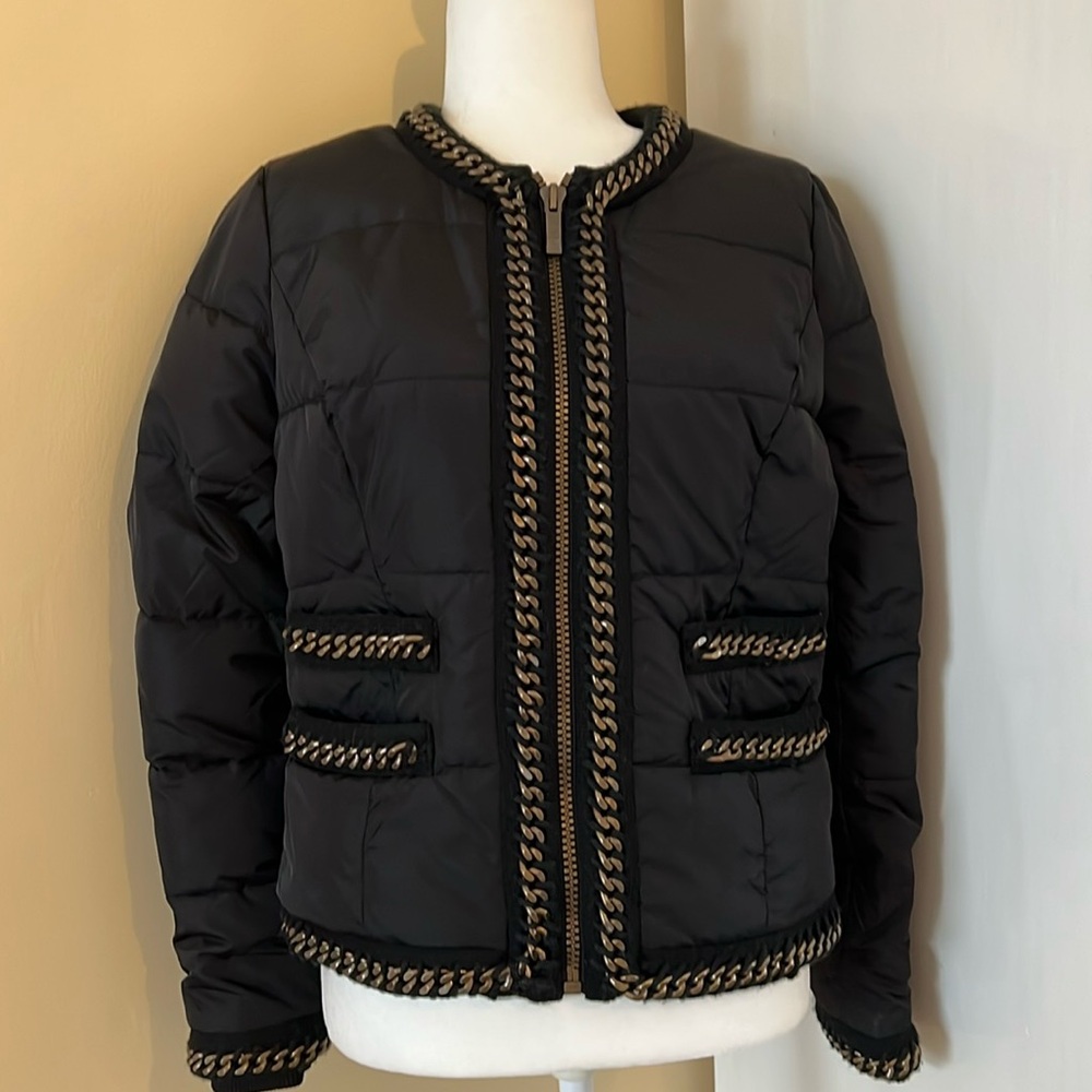 Whbm Black Chain Detail Nylon Jacket. Size Small. - image 1